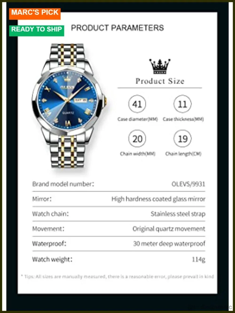 Men's Analog Quartz Stainless Steel Luminous Date Two Tone Casual Business